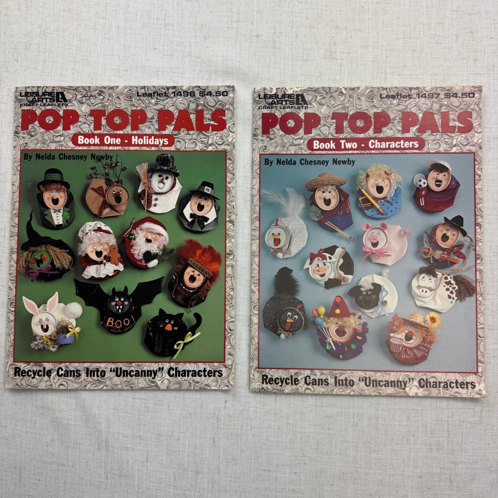 Leisure Arts Pop Top Pals Craft Booklets Set 2 Book 1 & 2 Holidays Character 90s